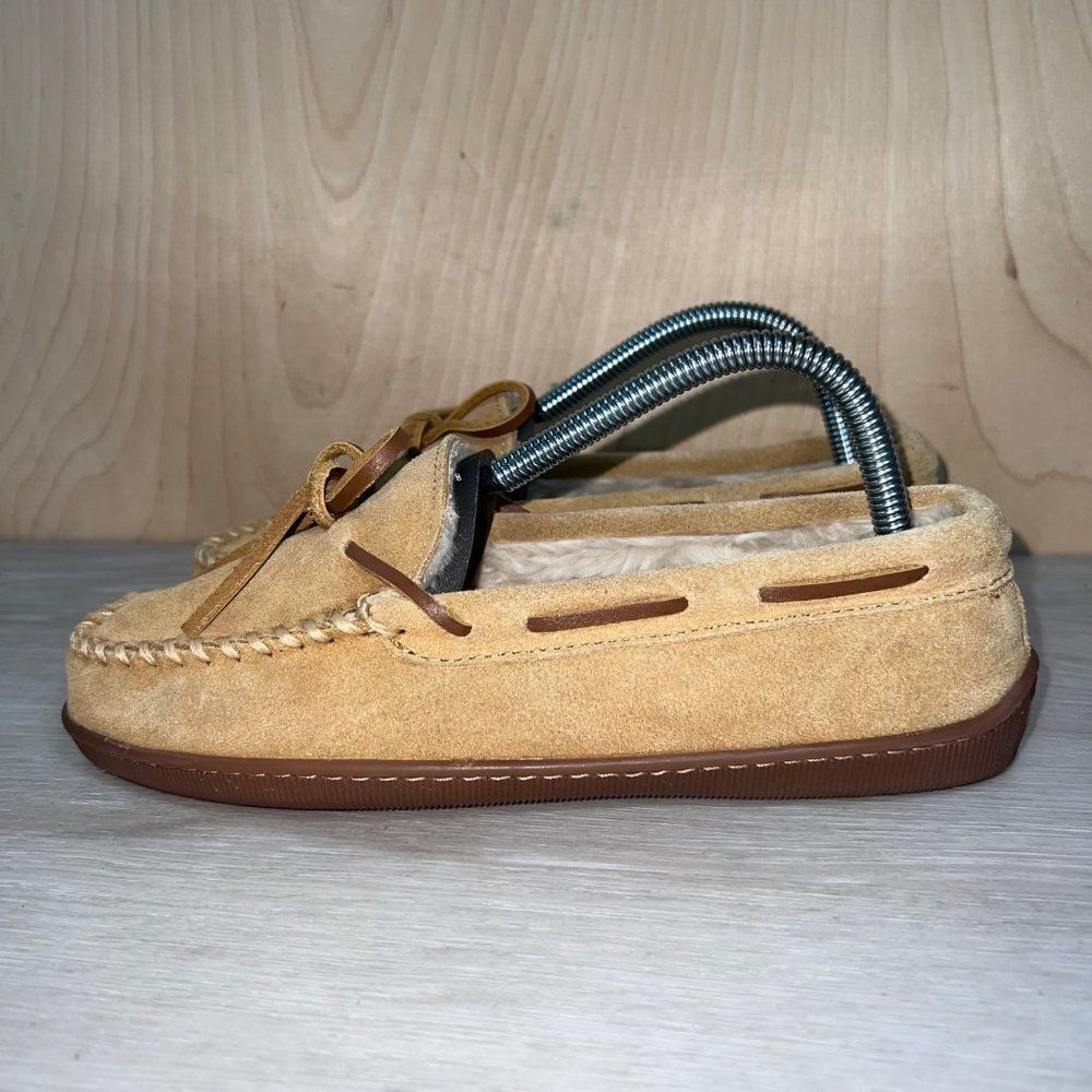 Minnetonka Pile Lined Hardsole Moccasin 3501W Tan Women's 7